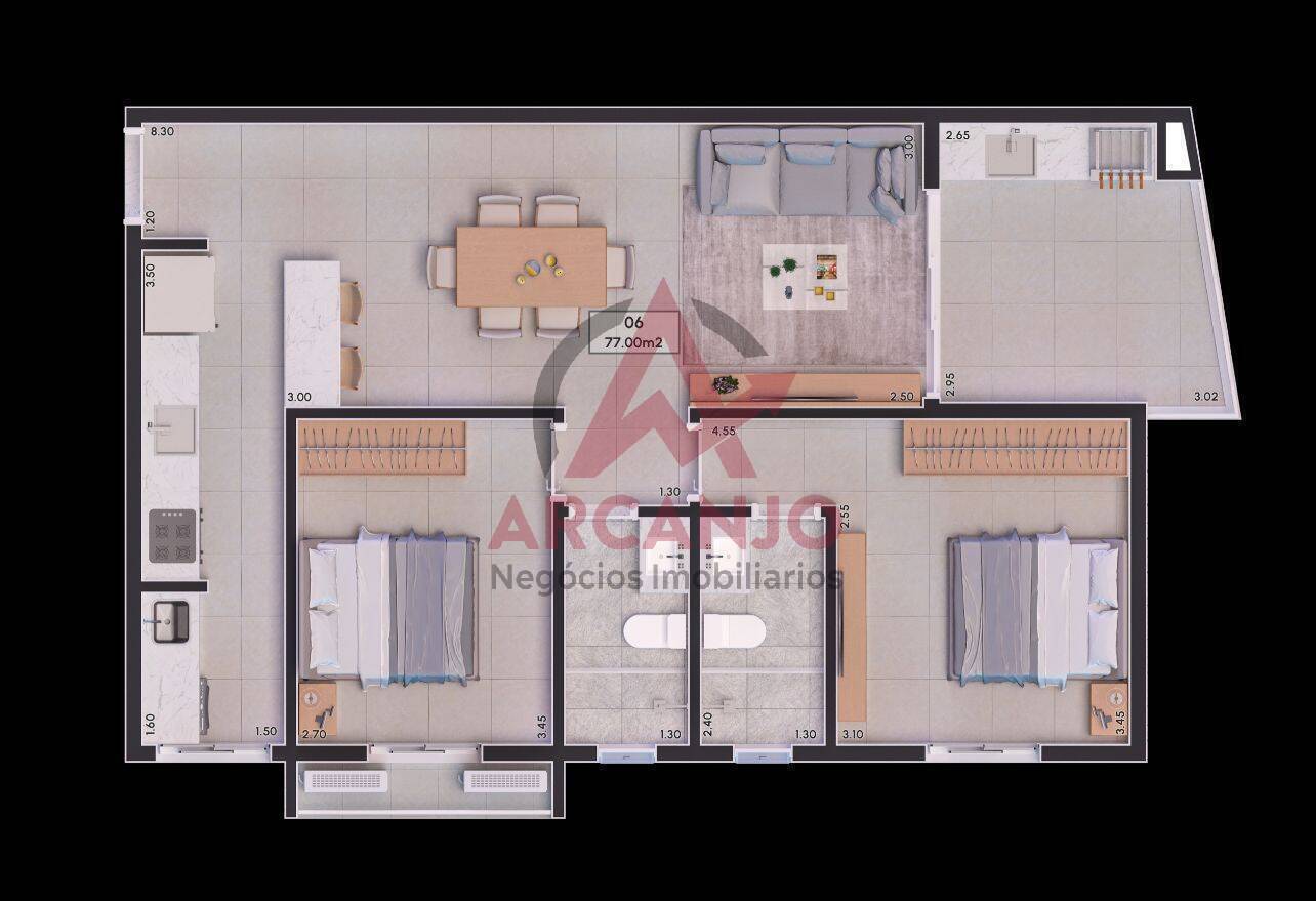 Apartamento à venda com 2 quartos, 74m² - Foto 2