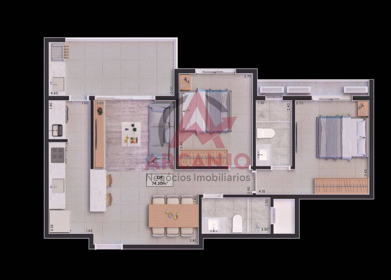 Apartamento à venda com 2 quartos, 74m² - Foto 6