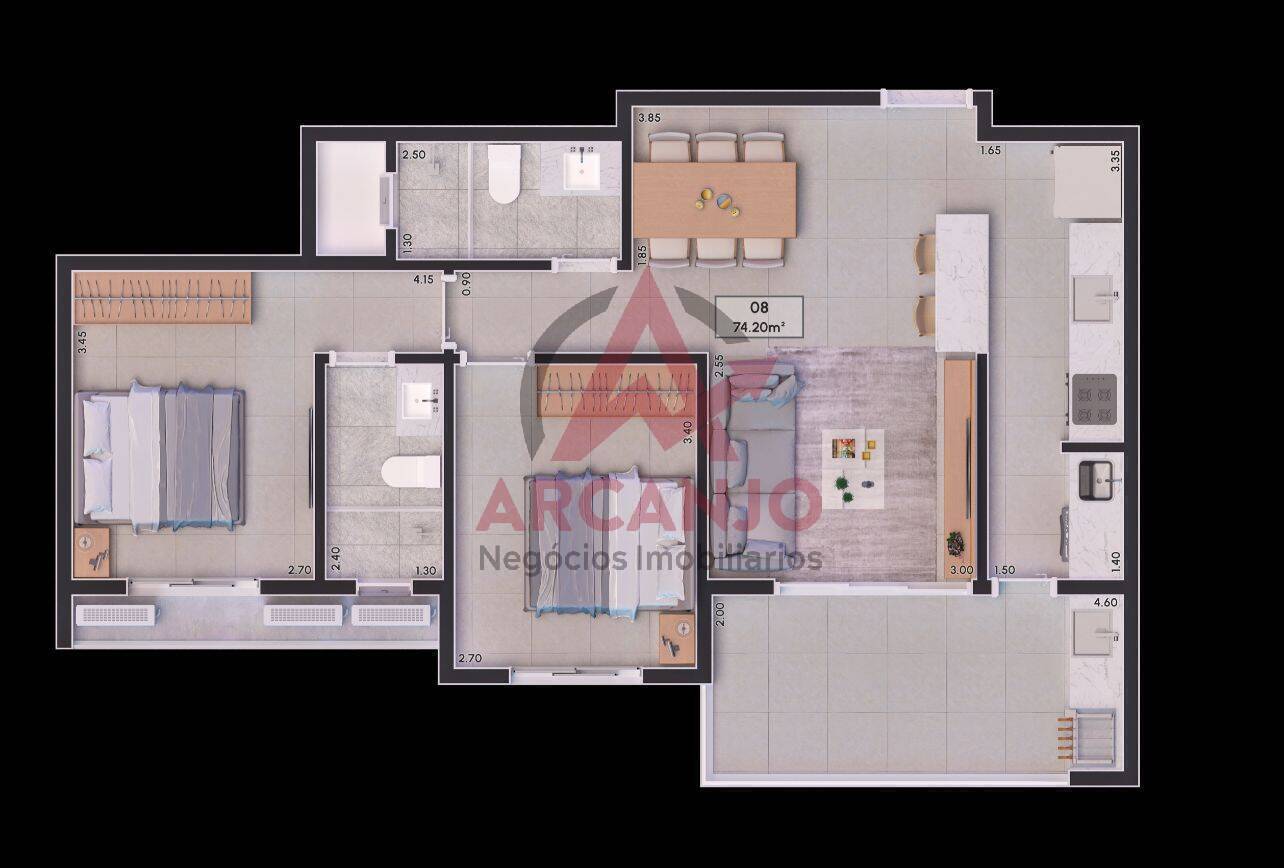 Apartamento à venda com 2 quartos, 74m² - Foto 7