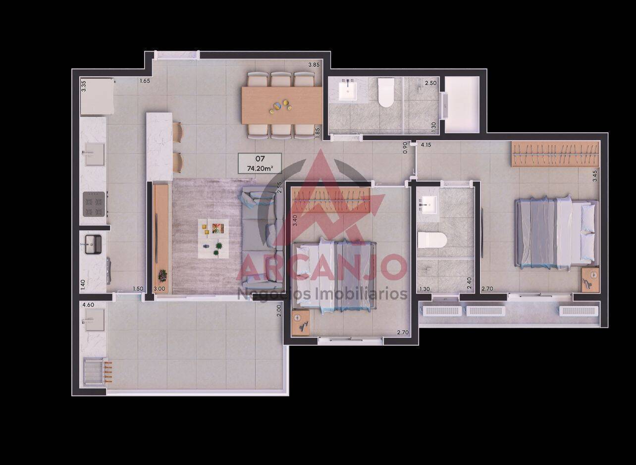 Apartamento à venda com 2 quartos, 74m² - Foto 8