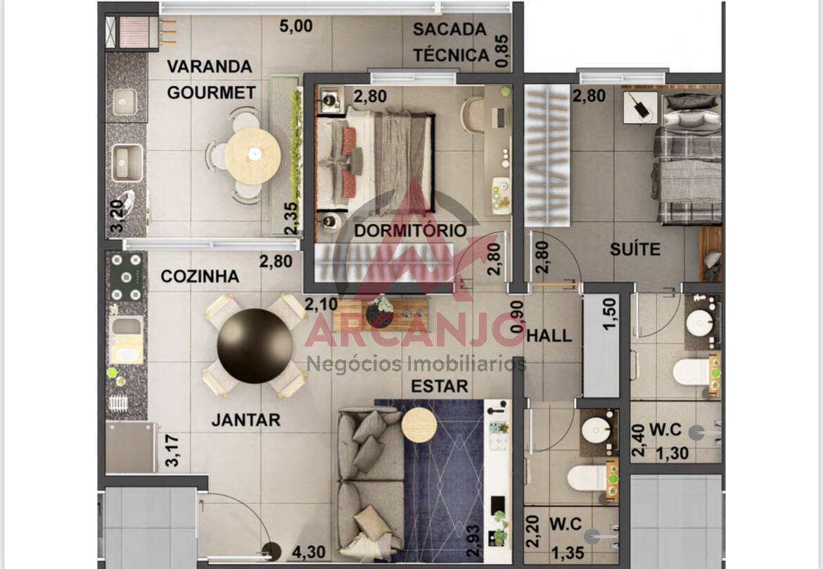 Apartamento à venda com 2 quartos, 71m² - Foto 2