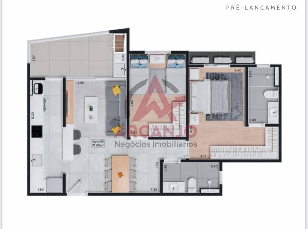 Apartamento à venda com 2 quartos, 75m² - Foto 2