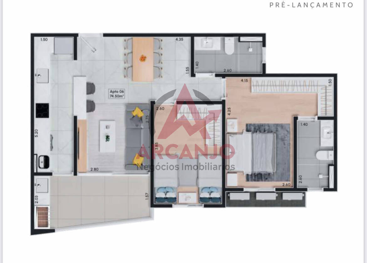 Apartamento à venda com 2 quartos, 75m² - Foto 3