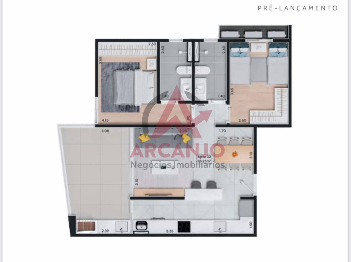 Apartamento à venda com 2 quartos, 75m² - Foto 5