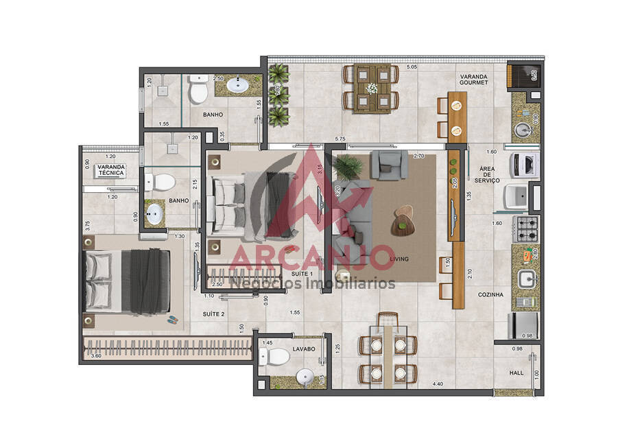 Apartamento à venda com 2 quartos, 67m² - Foto 12