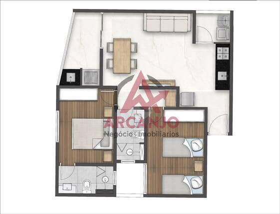 Apartamento à venda com 2 quartos, 62m² - Foto 3