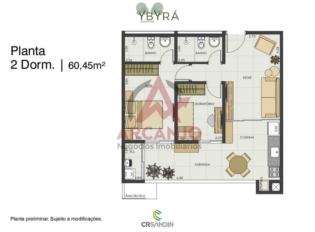 Apartamento à venda com 2 quartos, 61m² - Foto 9