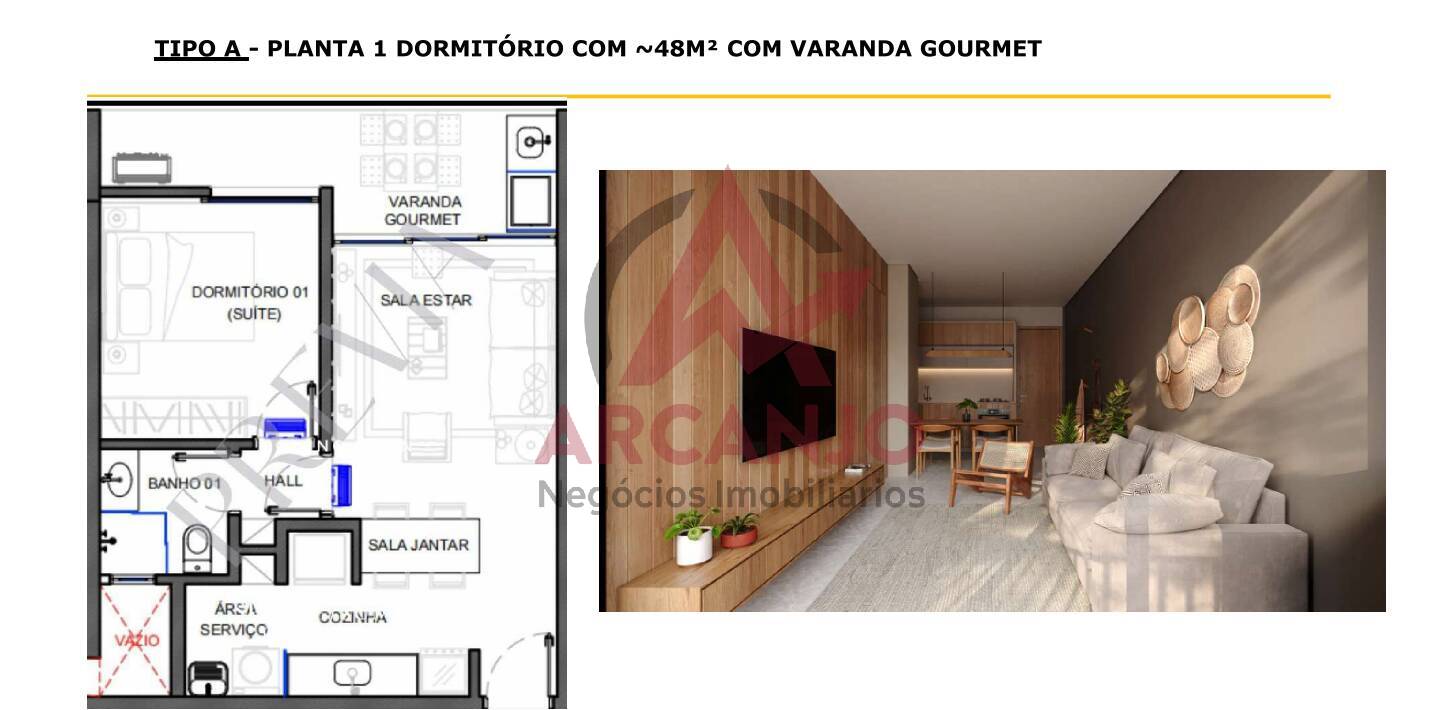 Apartamento à venda com 1 quarto, 48m² - Foto 3