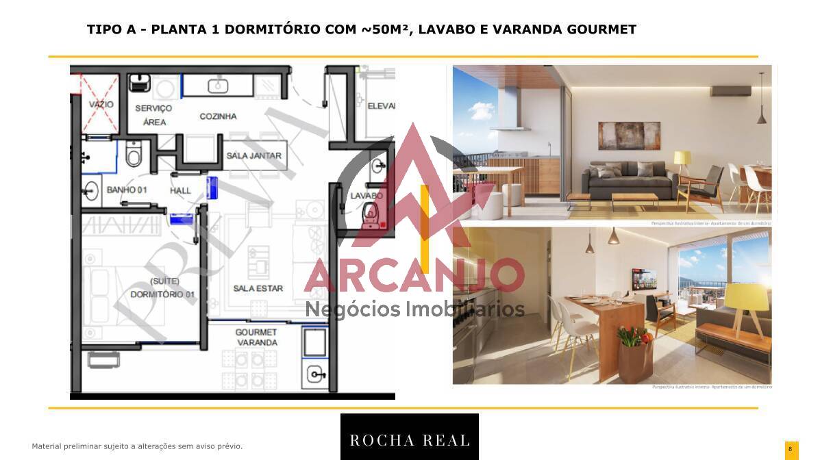 Apartamento à venda com 1 quarto, 46m² - Foto 3